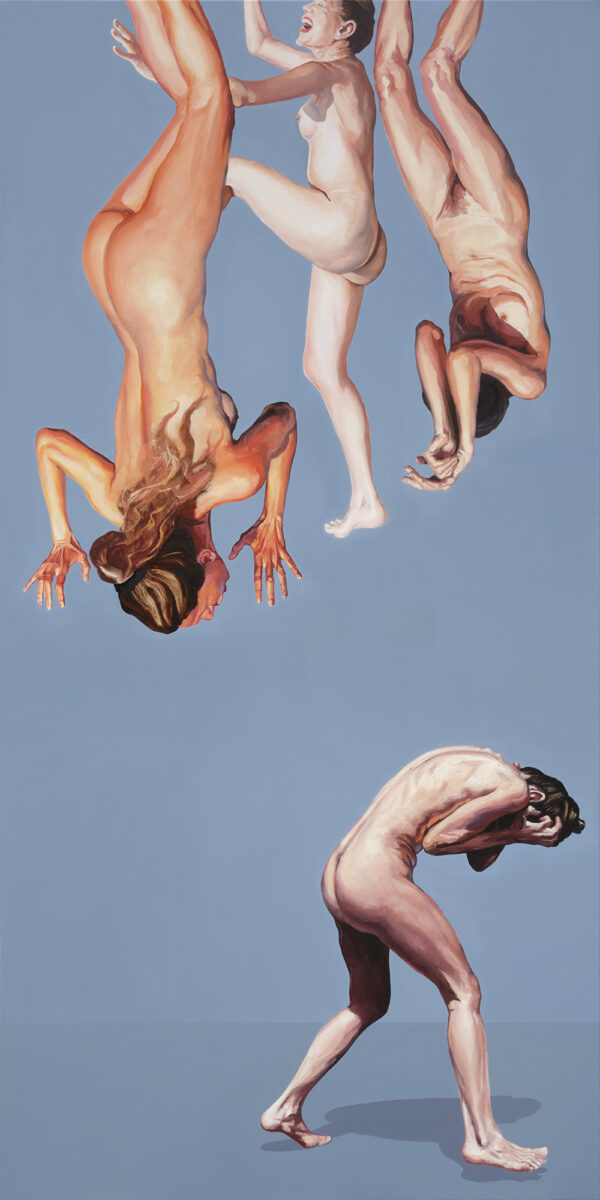 Strącenie VII, 2025, oil on canvas, 200x100 cm