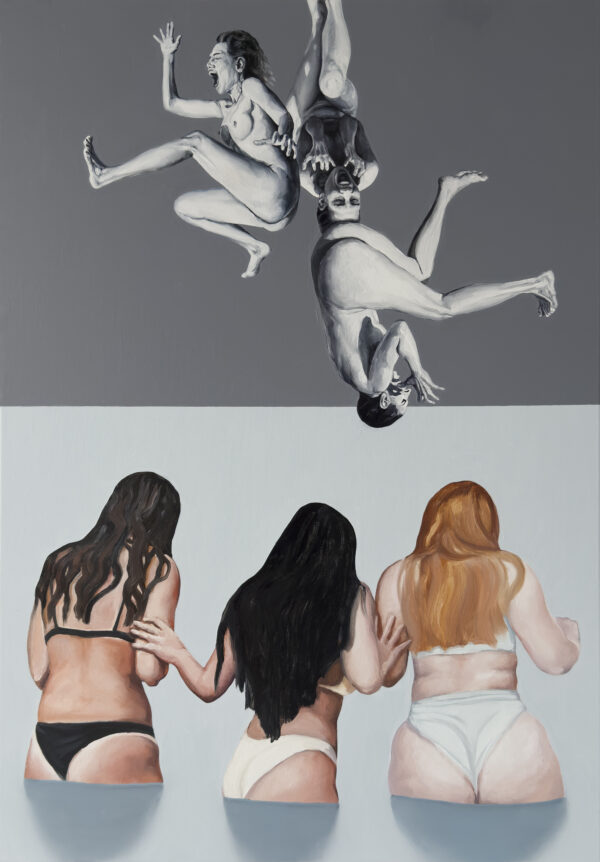 Strącenie XII, 2025, oil on canvas, 100x70 cm