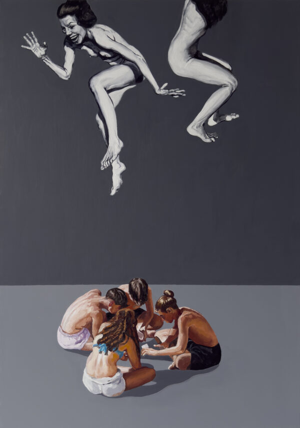 Strącenie XIV, 2025, oil on canvas, 100x70 cm