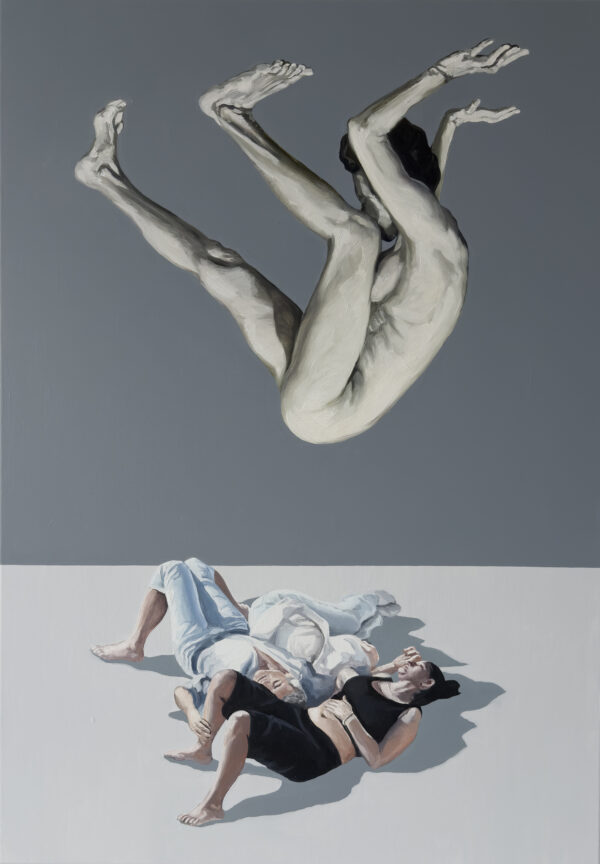 Strącenie XVIII, 2025, oil on canvas, 100x70 cm