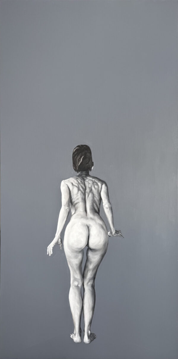 The Turning Away, 2026, oil on canvas, 200 x 100 cm